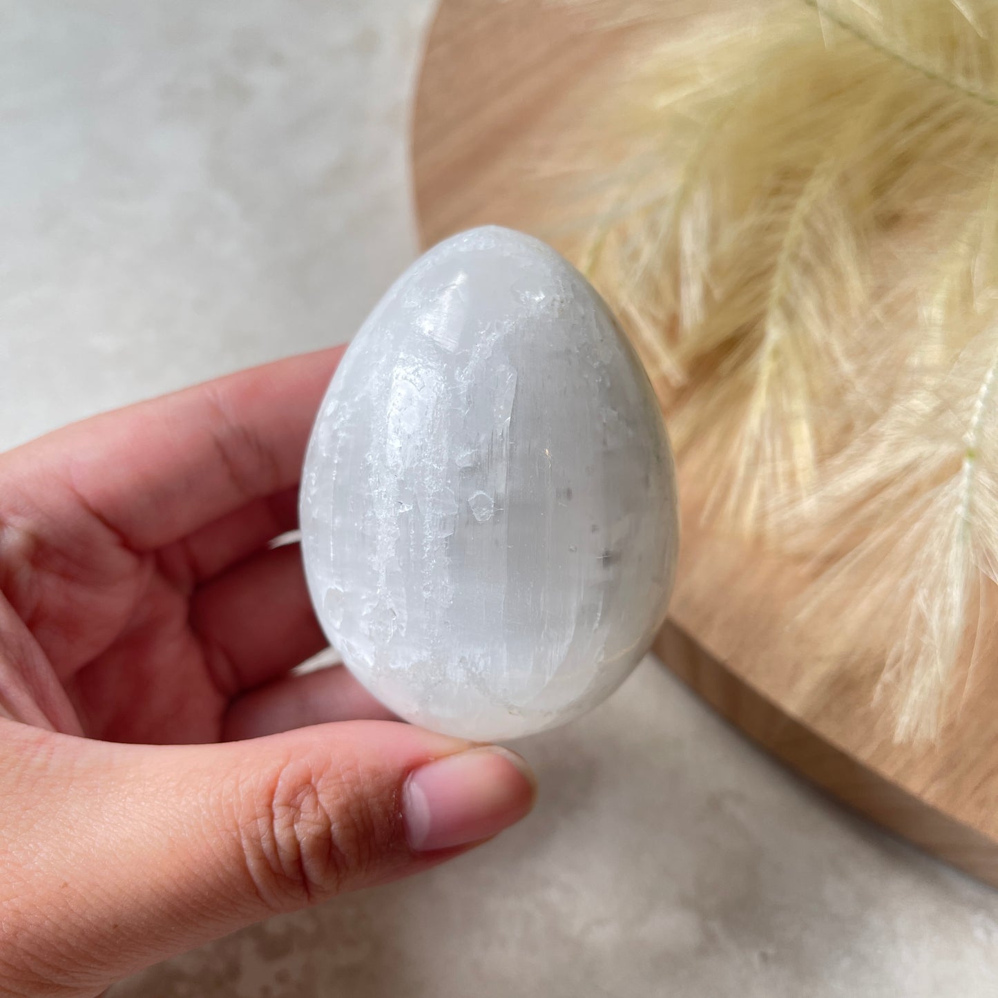 Selenite Egg Carving