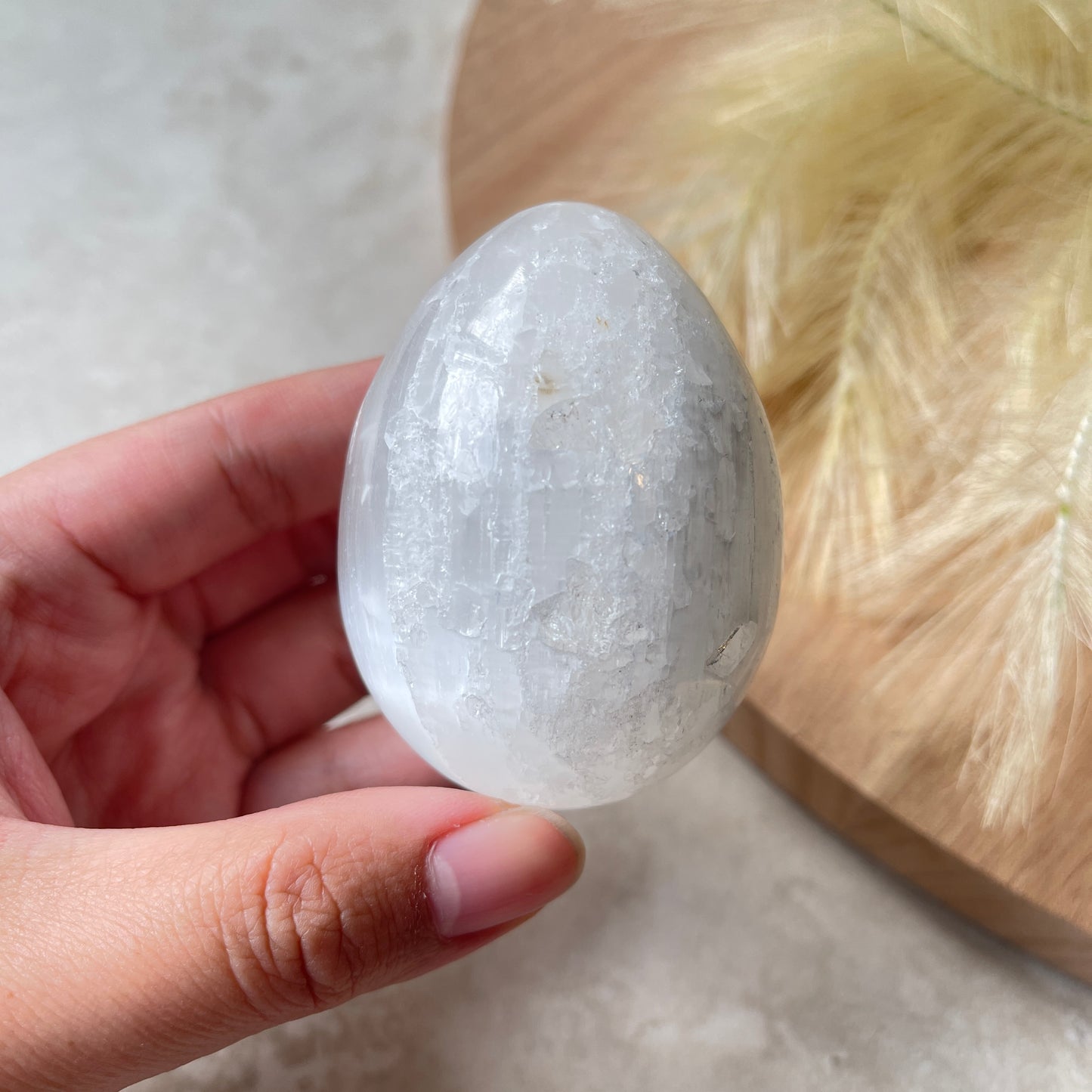 Selenite Egg Carving