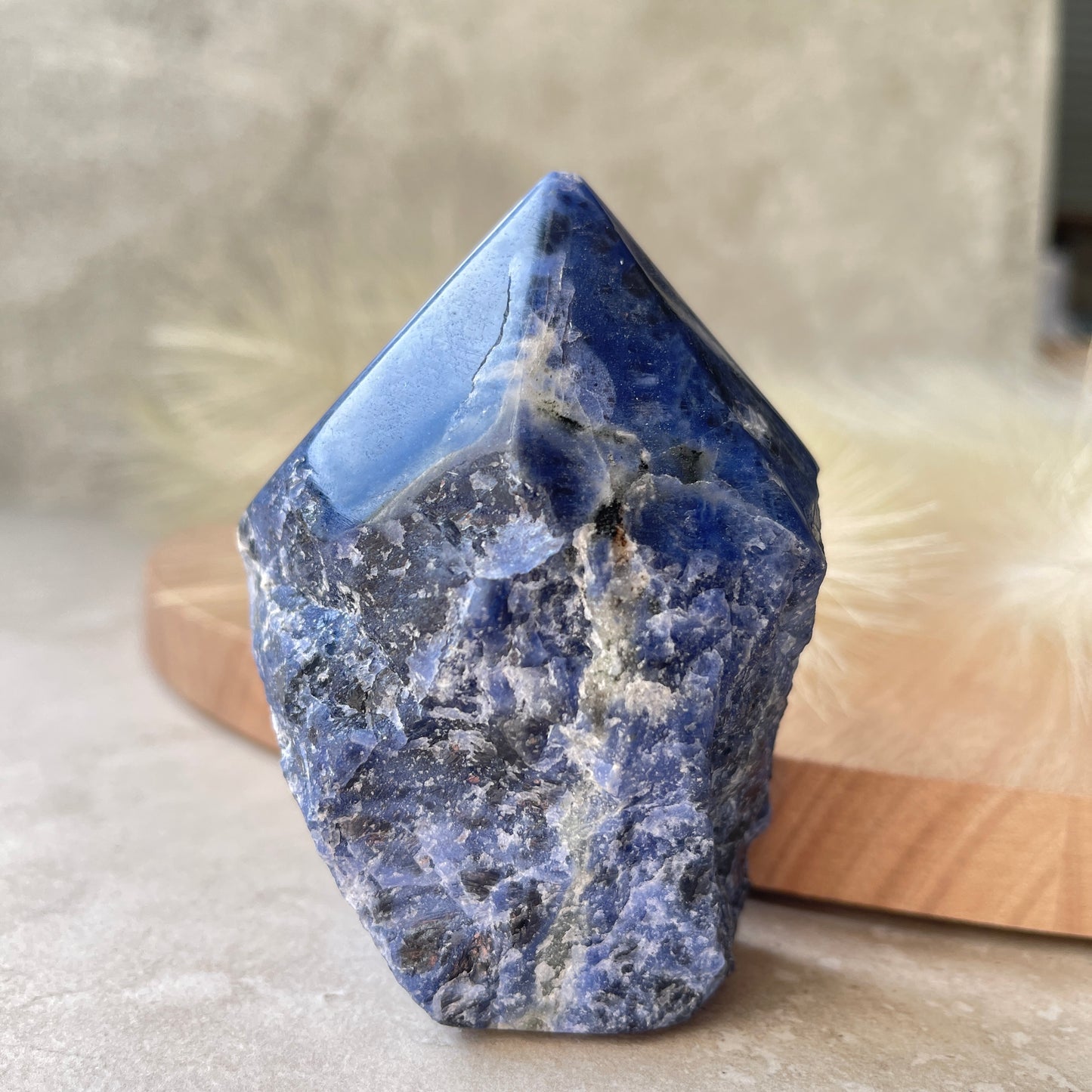 Sodalite Point Half Polished Half Rough