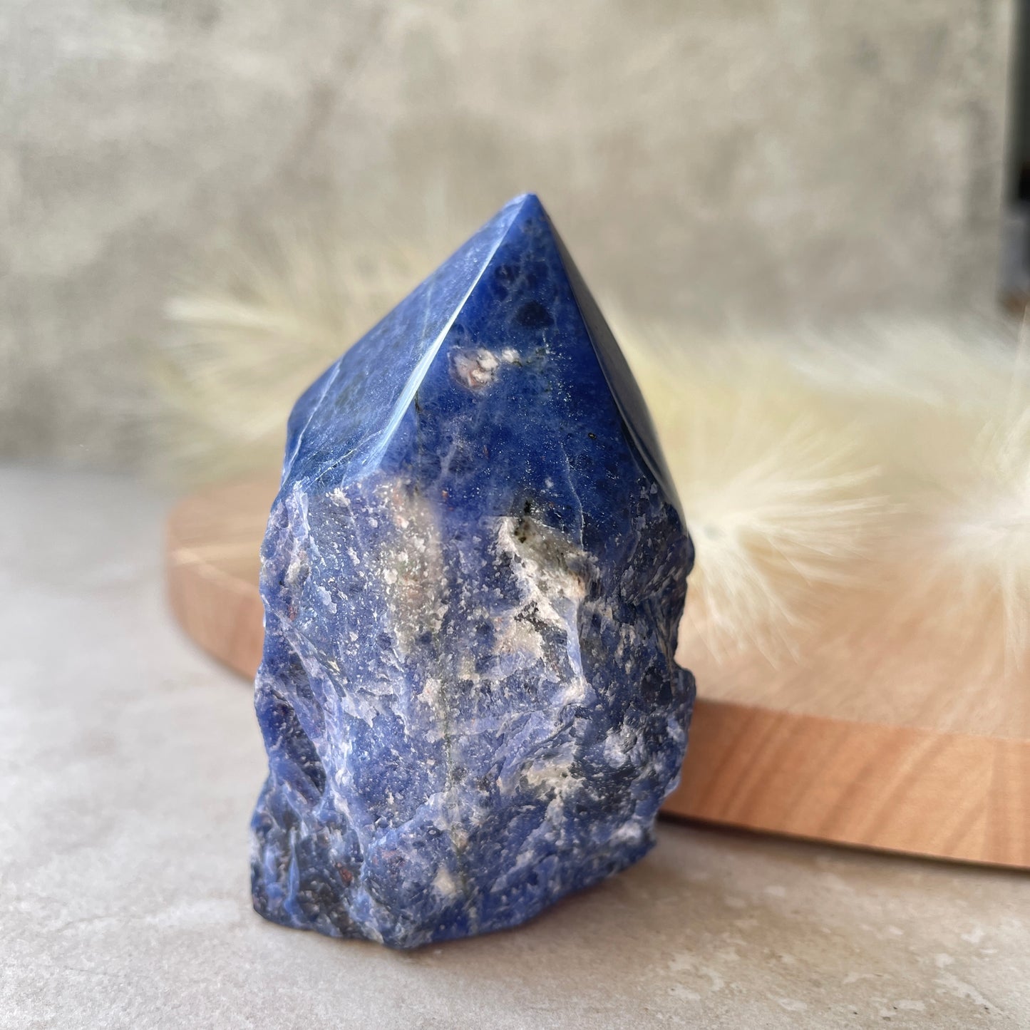 Sodalite Point Half Polished Half Rough