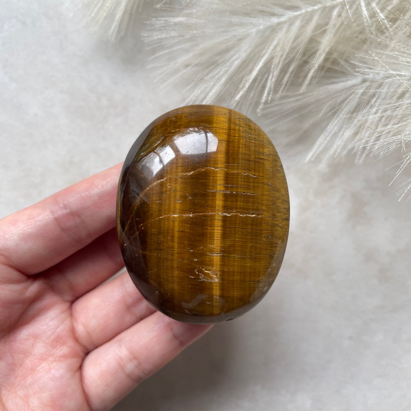 Yellow Tiger Eye Palm Stone