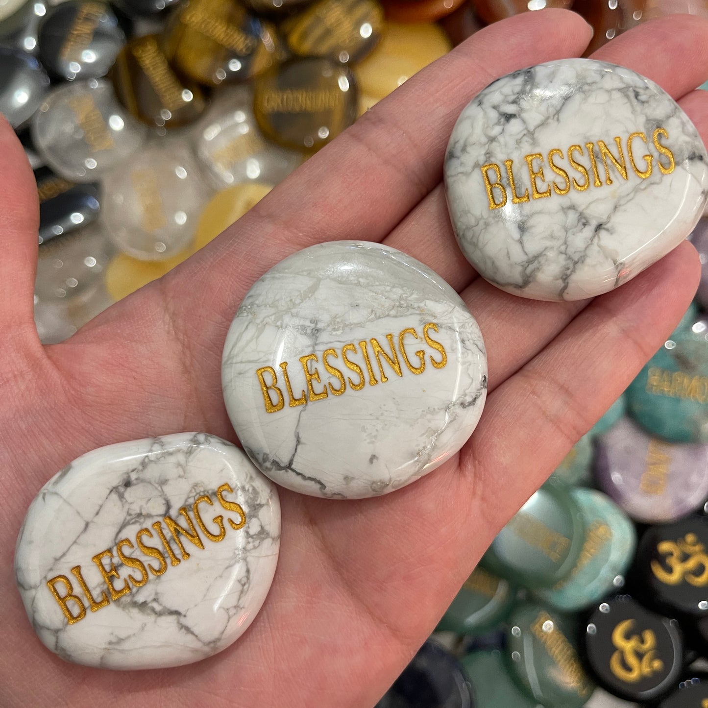 Howlite Flat Stone | Blessings