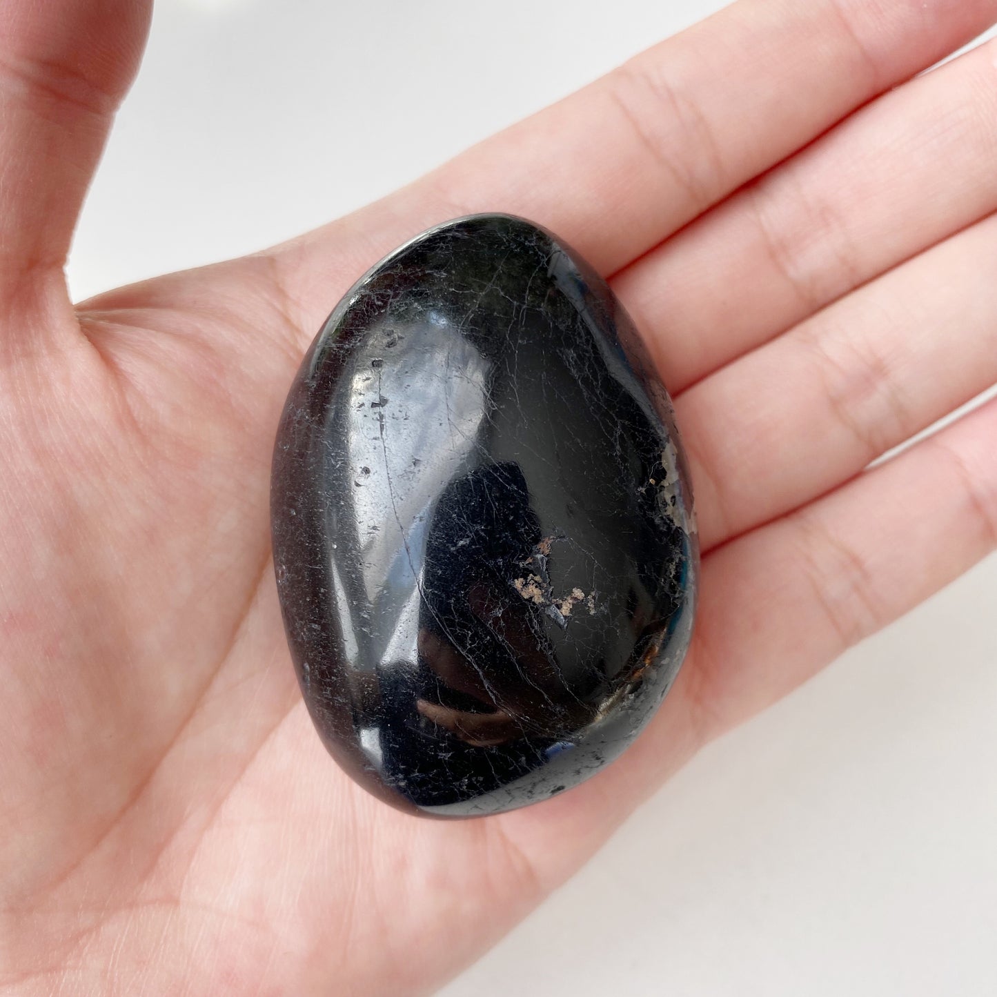 Black Tourmaline Freeform Palm Stone