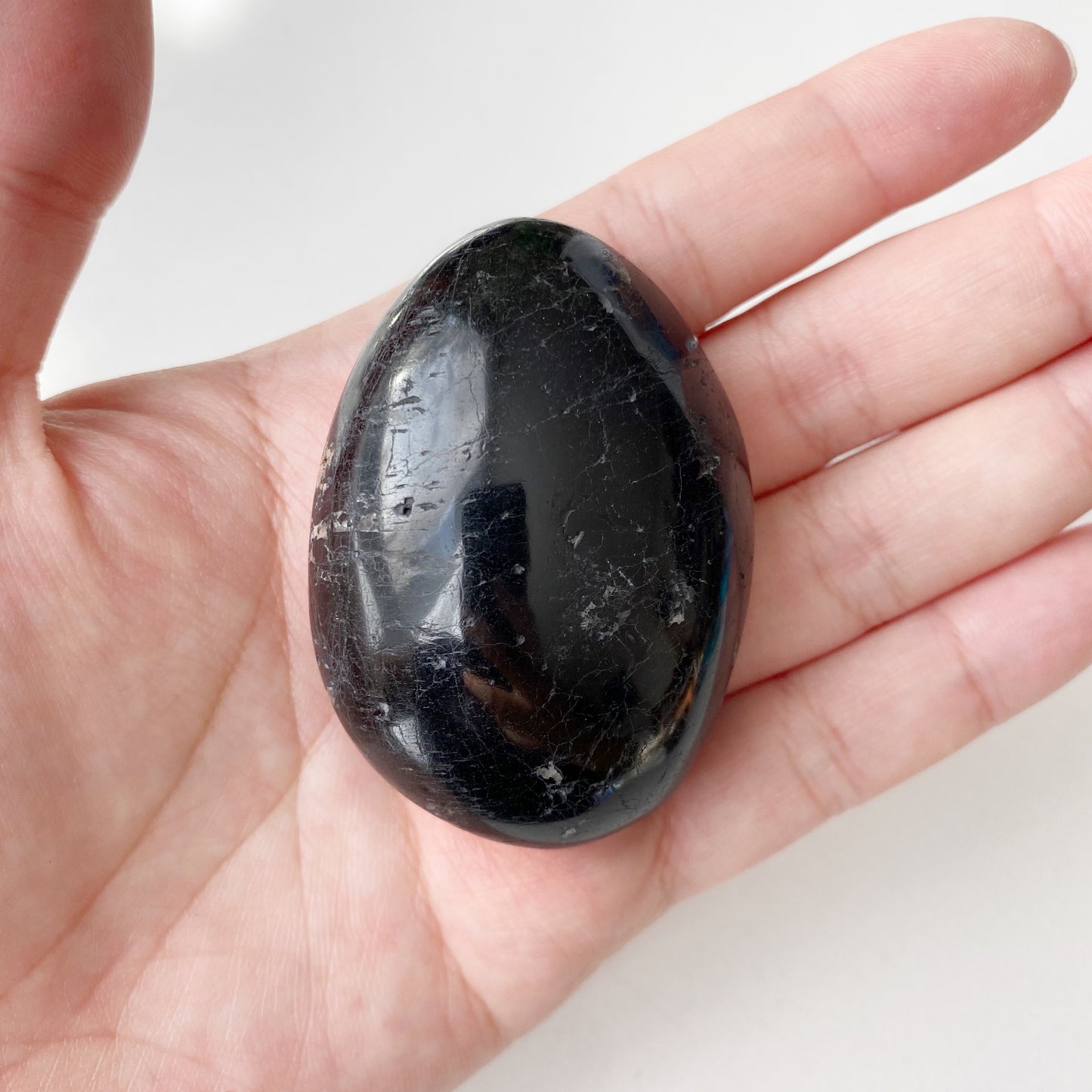 Black Tourmaline Freeform Palm Stone