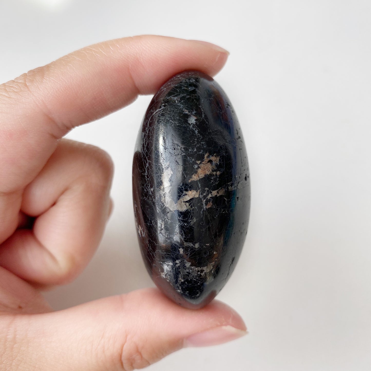 Black Tourmaline Freeform Palm Stone