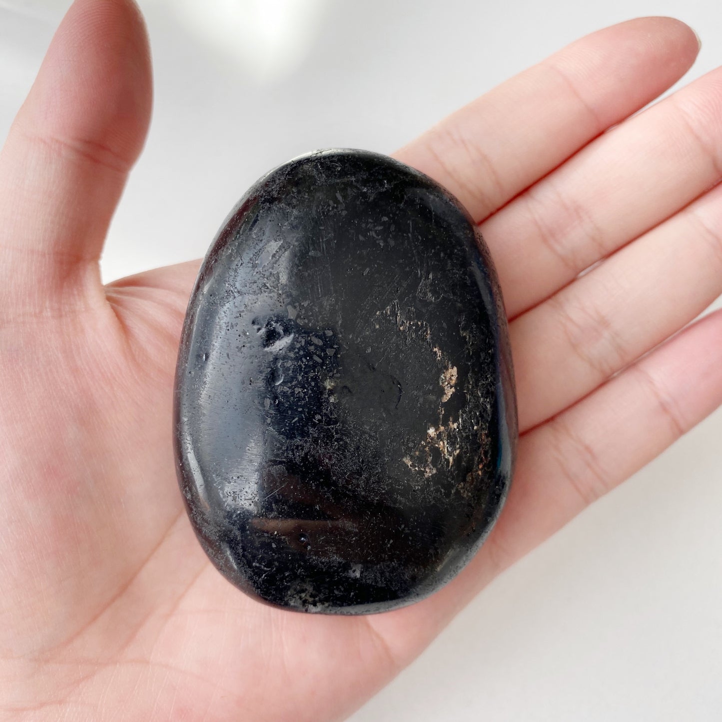 Black Tourmaline Freeform Palm Stone