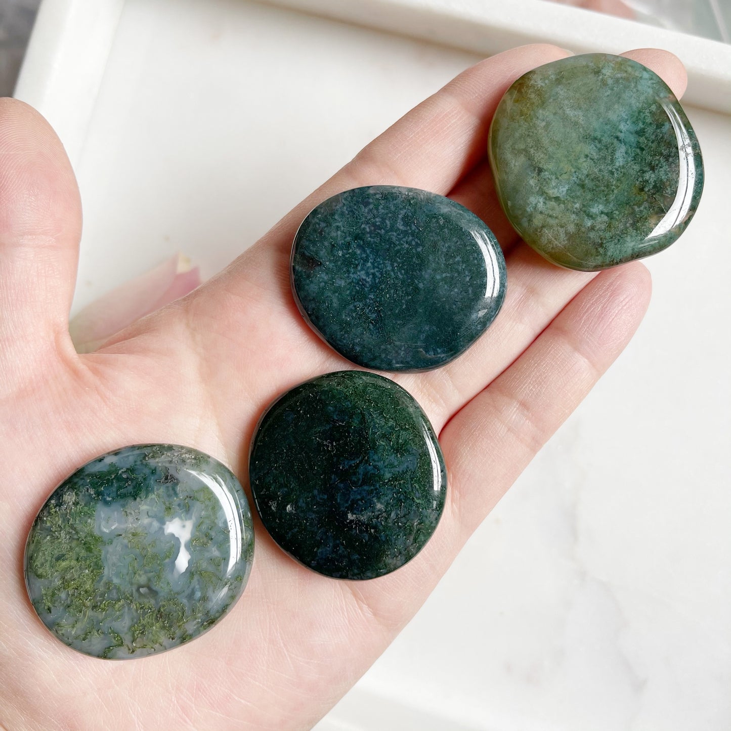 Moss Agate Flat Stone