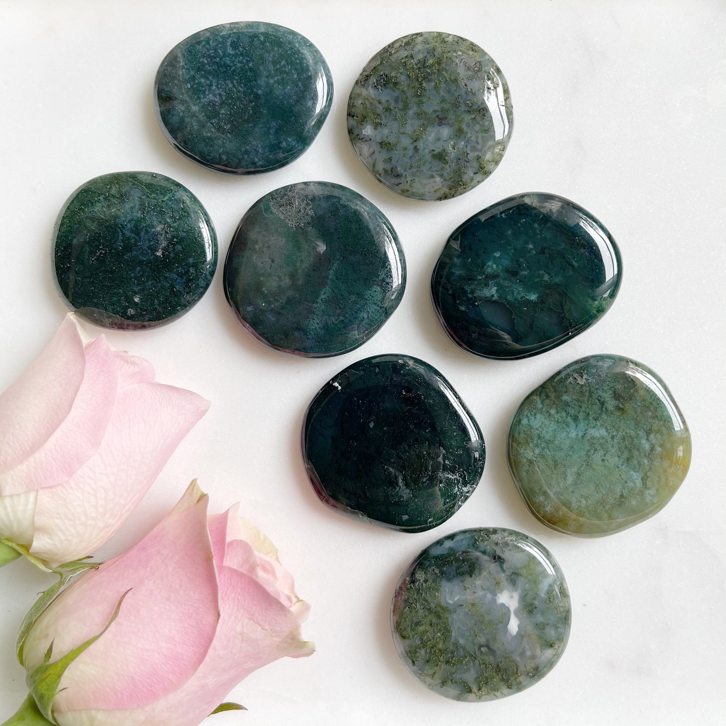 Moss Agate Flat Stone